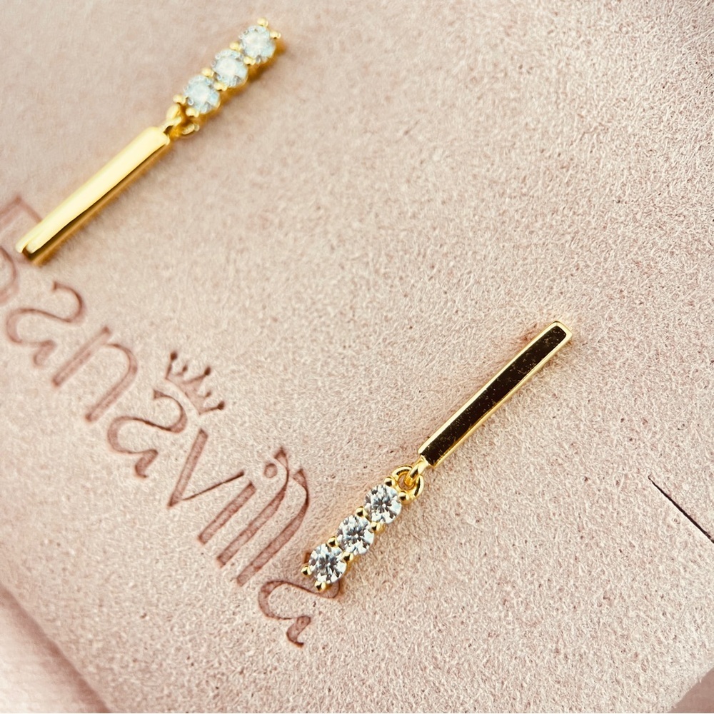 14K Plated S925 Moissanite Earrings - Picture 5 of 8
